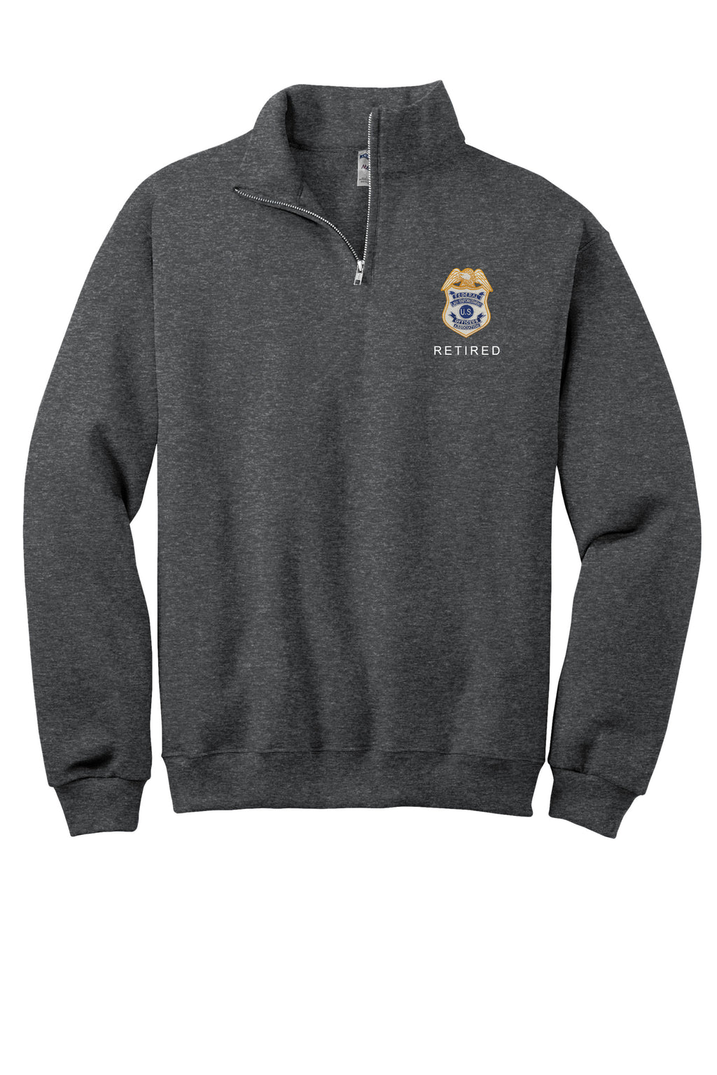 Original Badge Retired 1/4 Zip Collar Sweatshirt - Heather Black